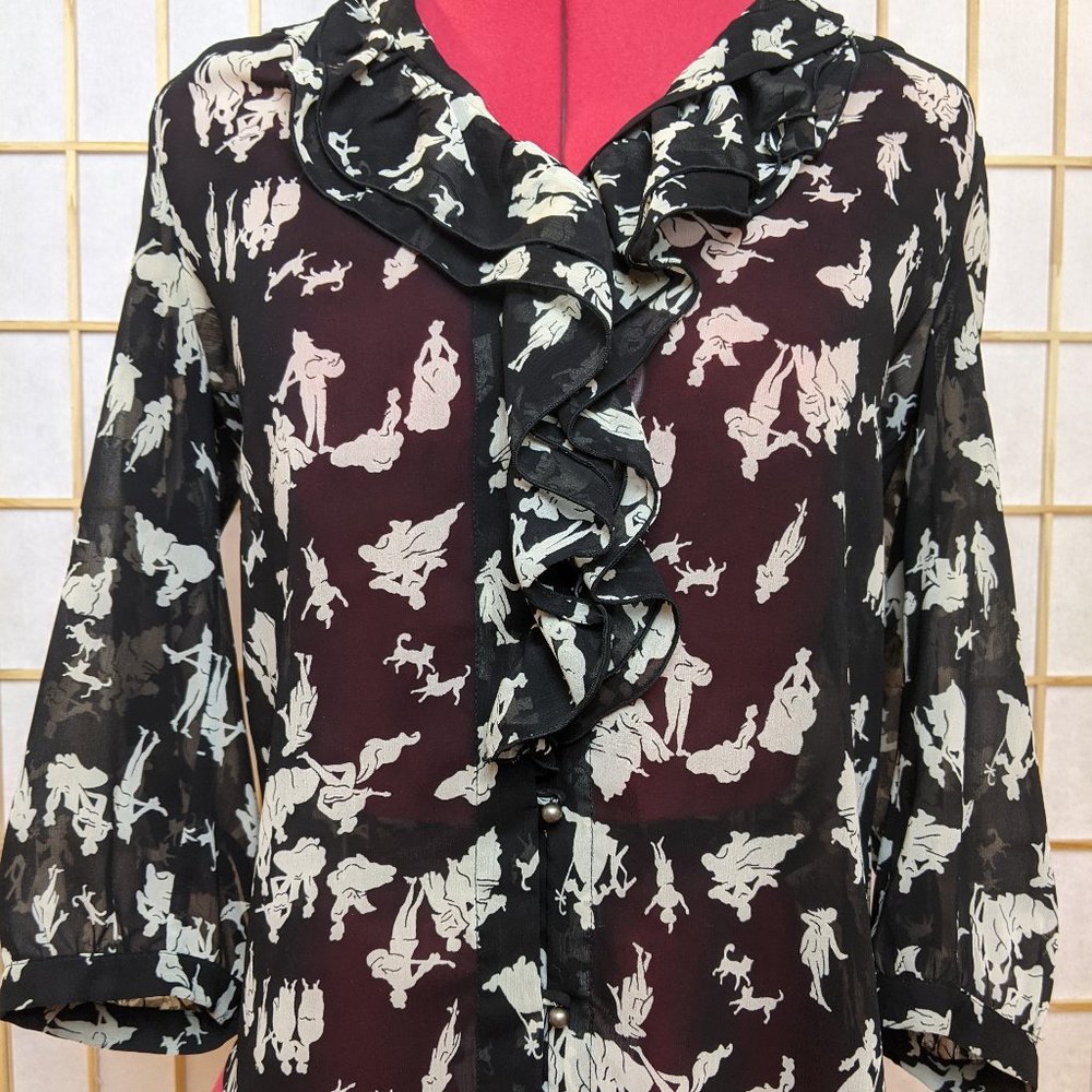 HD in Paris Black and White 3/4 Blouse